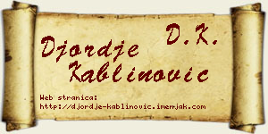 Đorđe Kablinović vizit kartica
